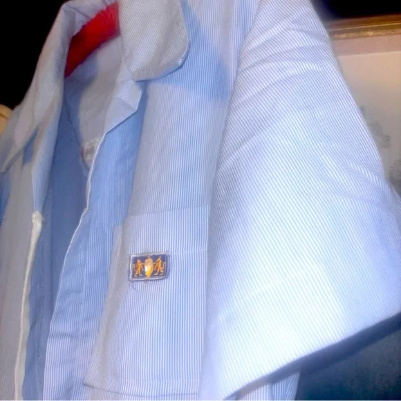 ORIG VTG Bill Parry Pinstriped Seersucker leisure suit with bronze buckle - Picture 1 of 15